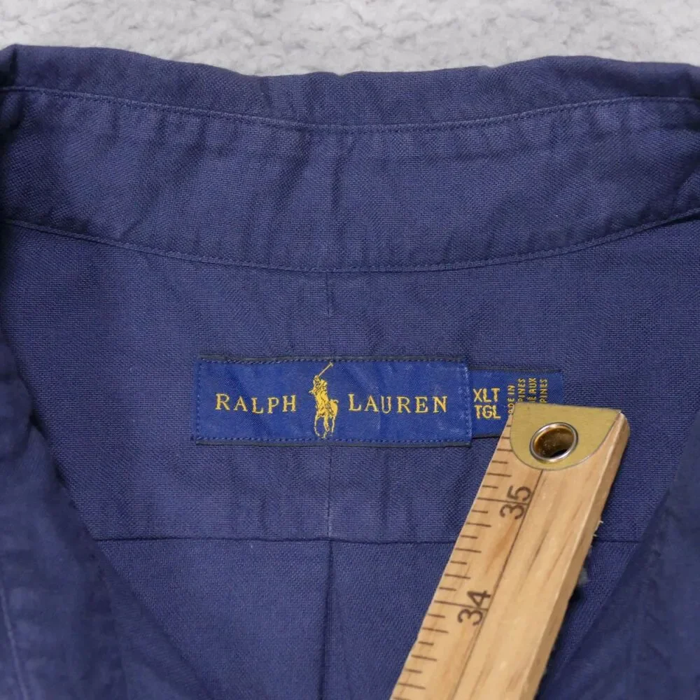 Polo Ralph Lauren Shirt Mens XLT Blue Chambray Short Sleeve Button Down